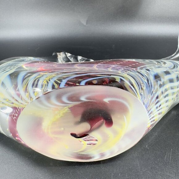 2004 Rollin Karg Large Heavy Glass Fish Signed Sculptures Multicolor Hand Blown - Picture 9 of 16